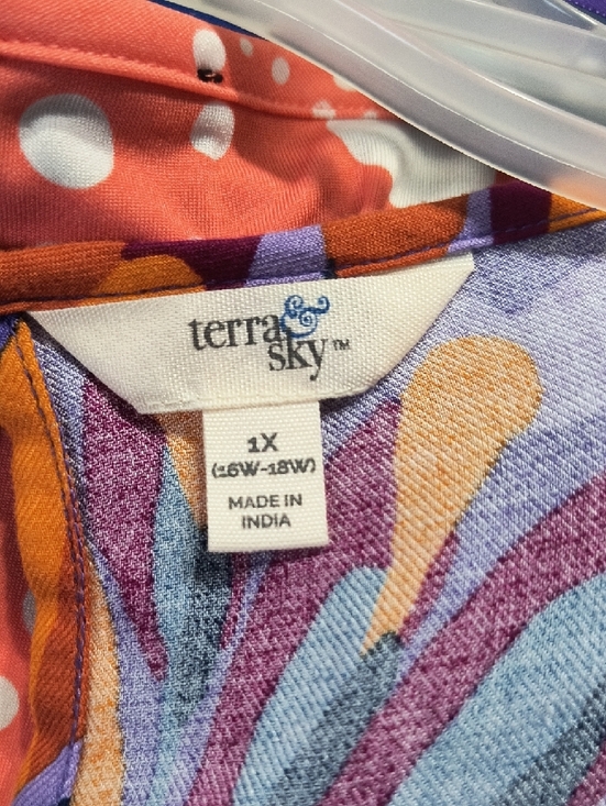 Terra & Sky Purple Abstract Print Maxi Dress with Orange Accents - Picture 3 of 4